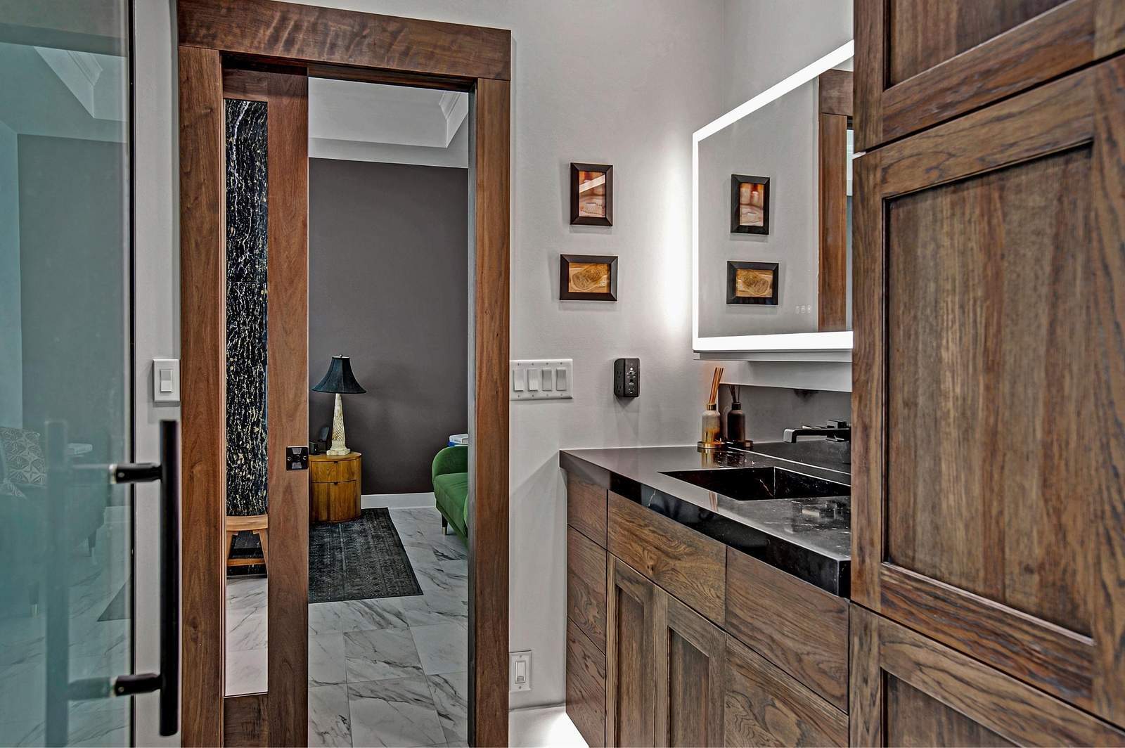 master bathroom remodel in jacksonville  fl with wooden vanity