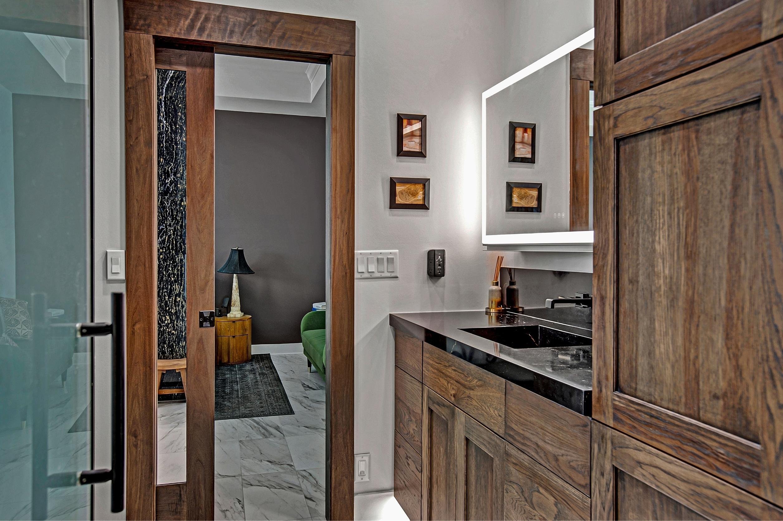master bathroom remodel in jacksonville, fl with wooden vanity