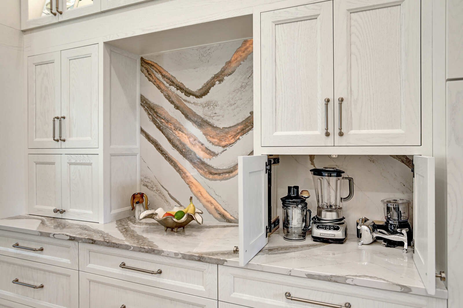 golden contemporary kitchen appliance garage blender mixer storage