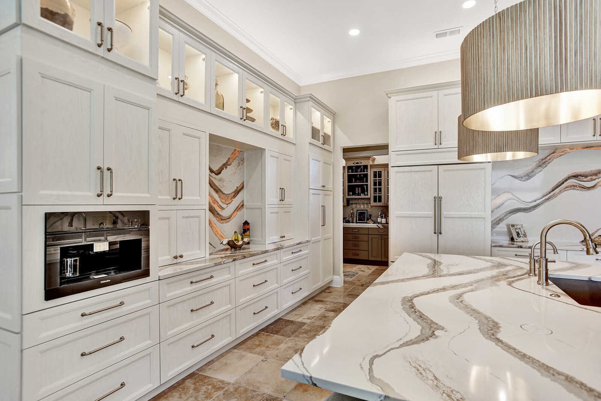 golden contemporary kitchen butlers pantry island overview