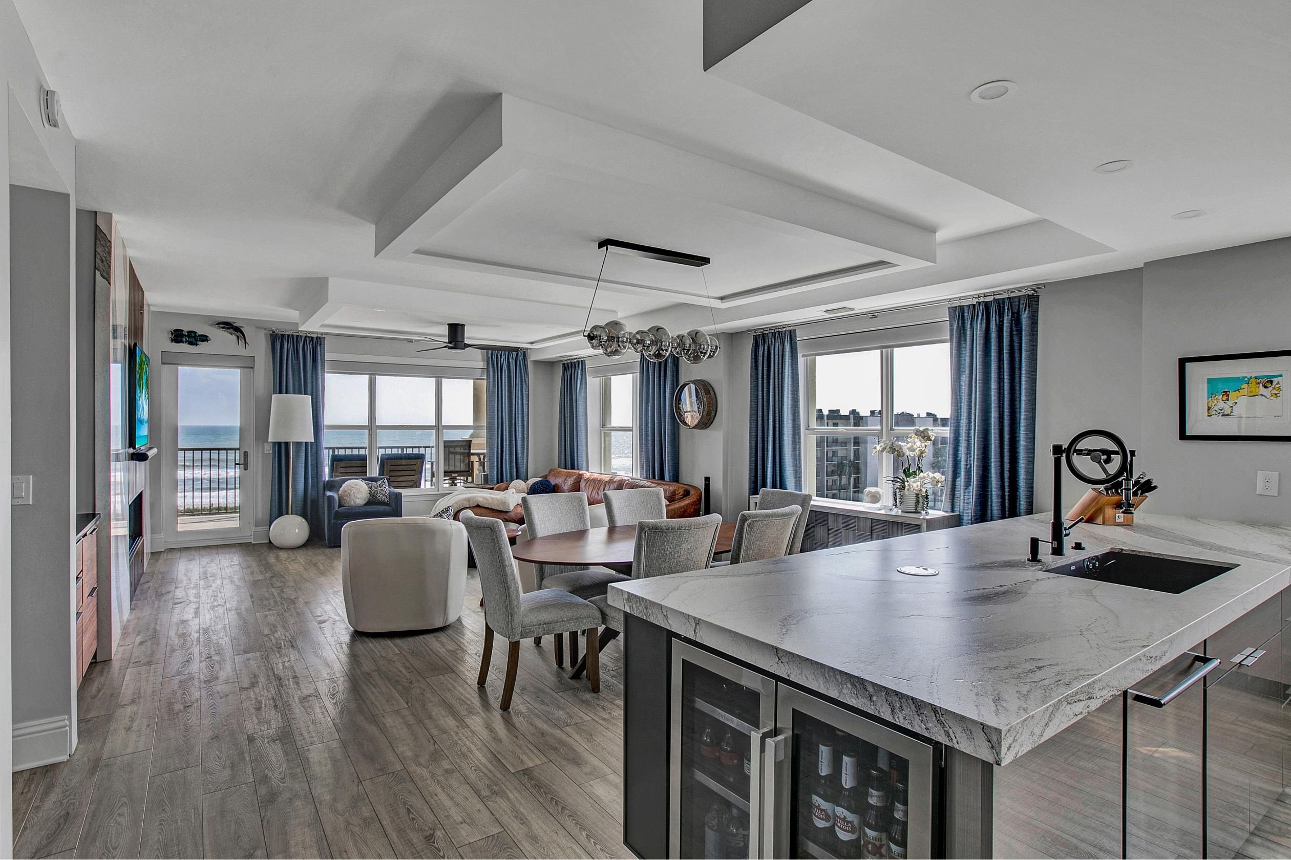 kitchen, dining, and living area renovation in a jax beach condo