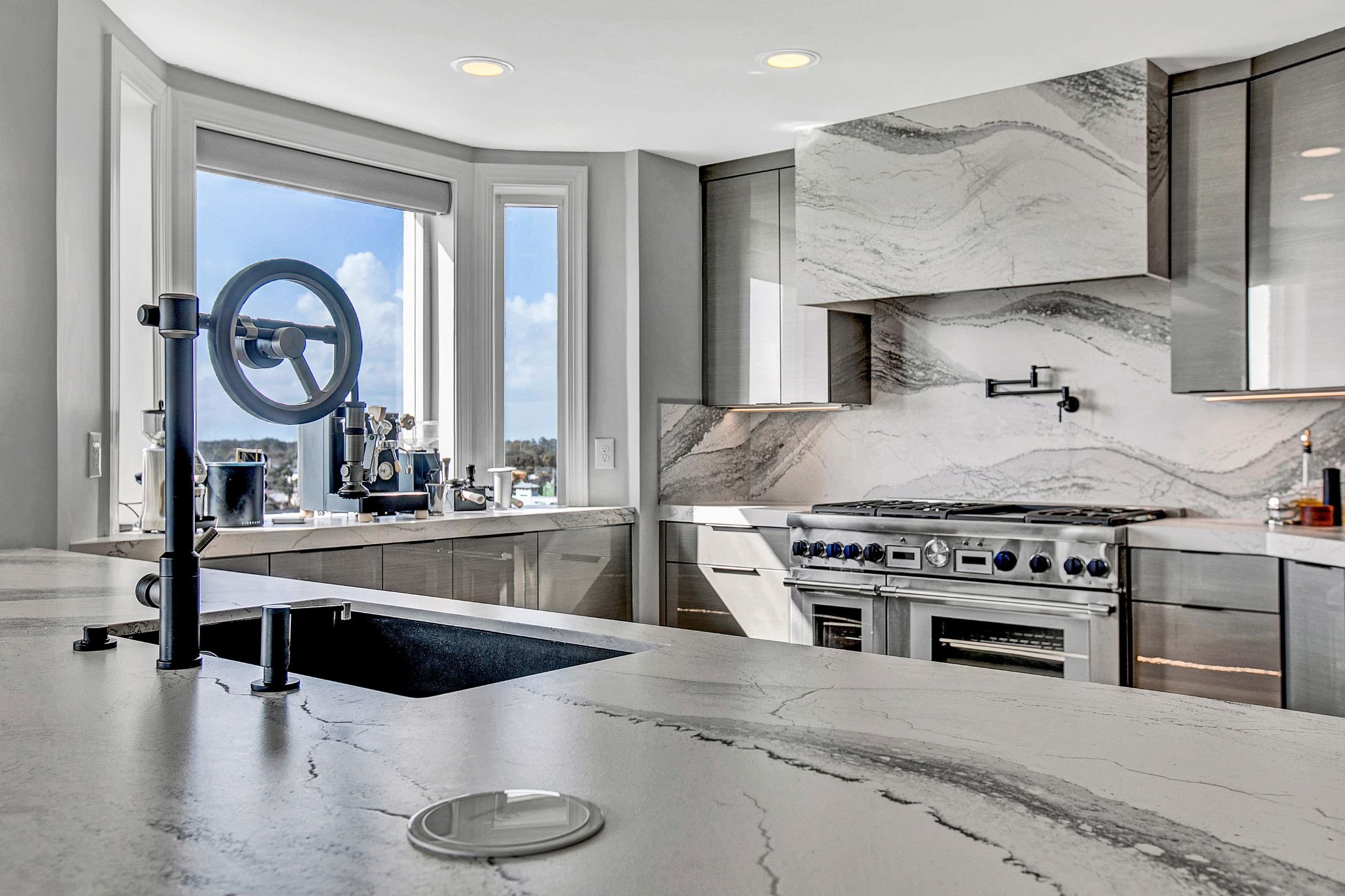 marble kitchen in a luxury condo renovation in jax beach