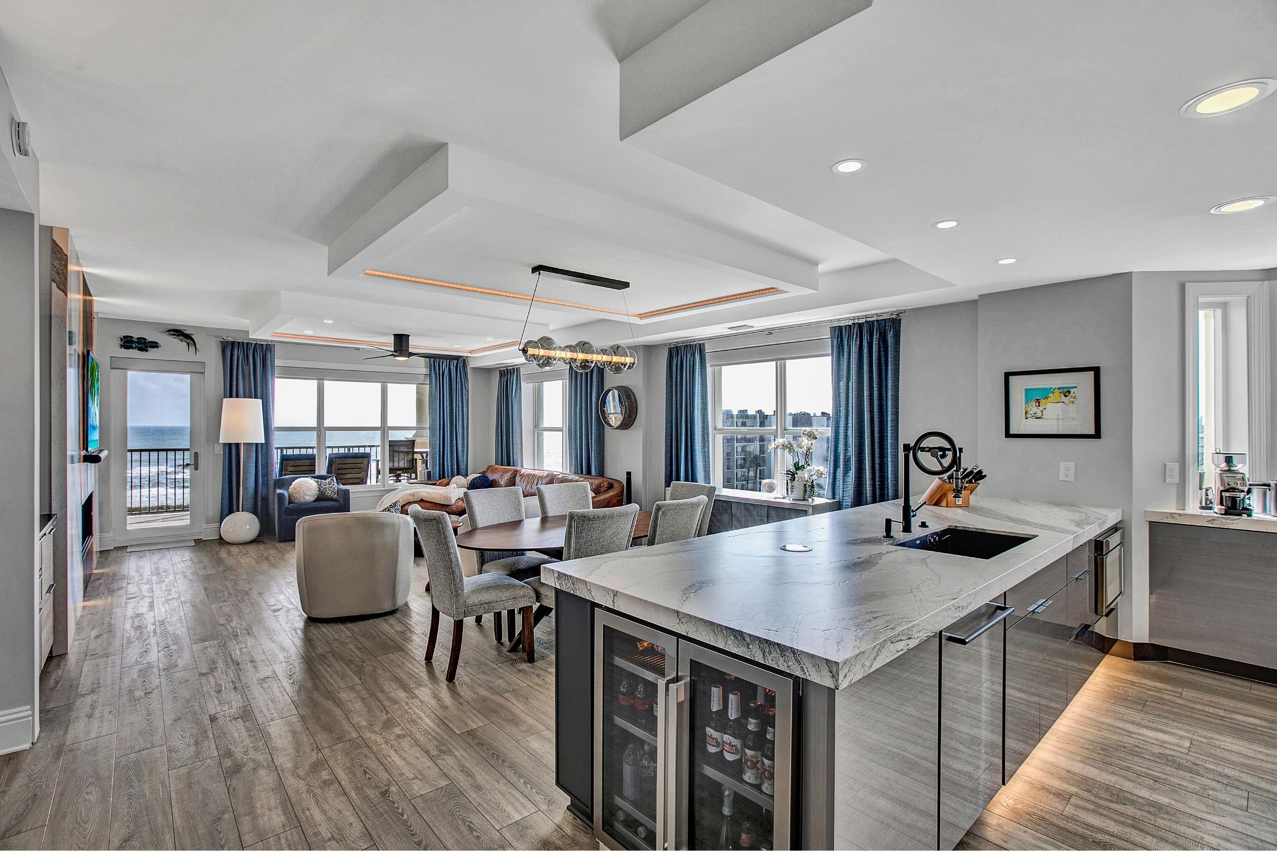 open concept condo remodel with ocean view and luxury design