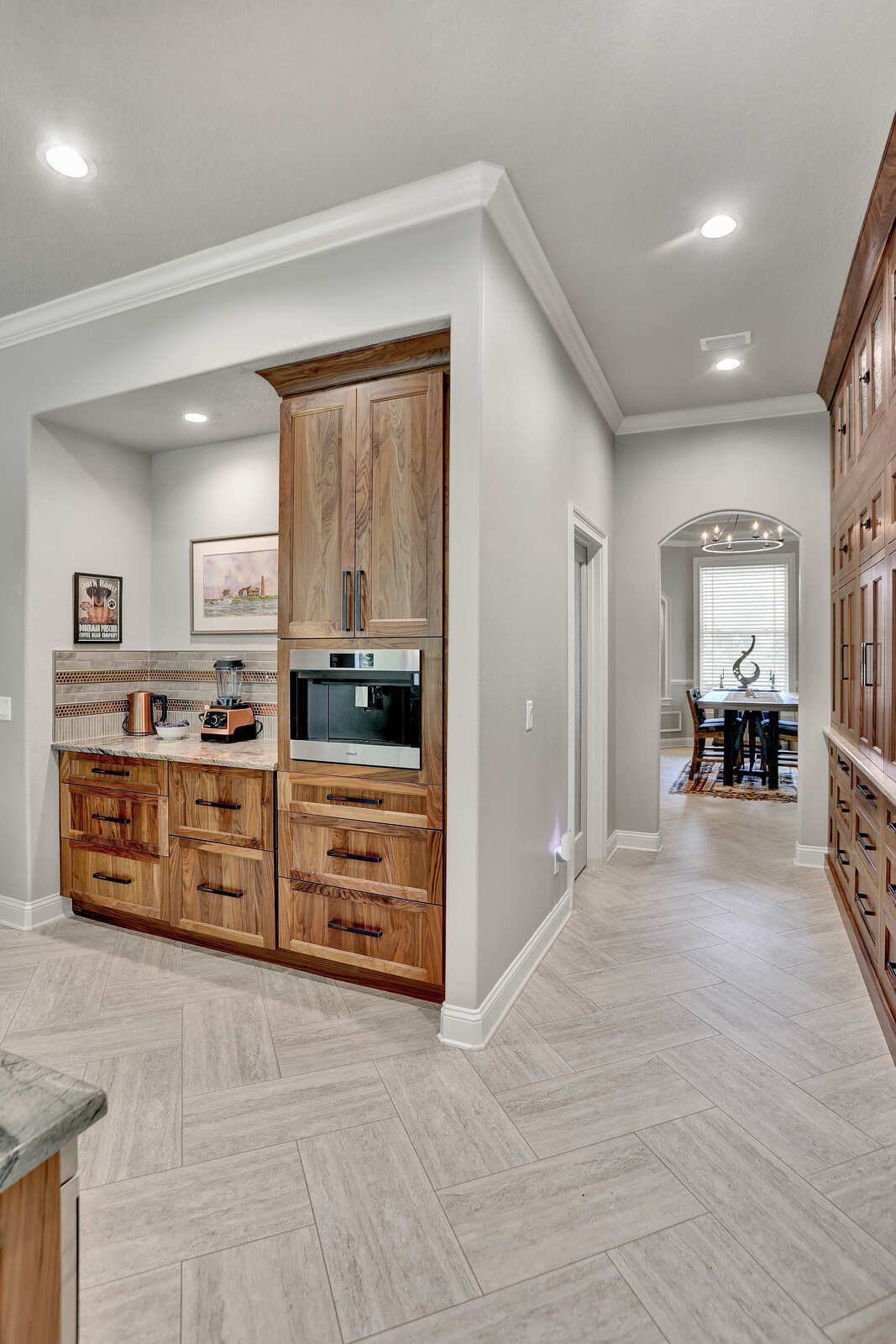 Eclectic whole home kitchen remodel featuring coffee bar