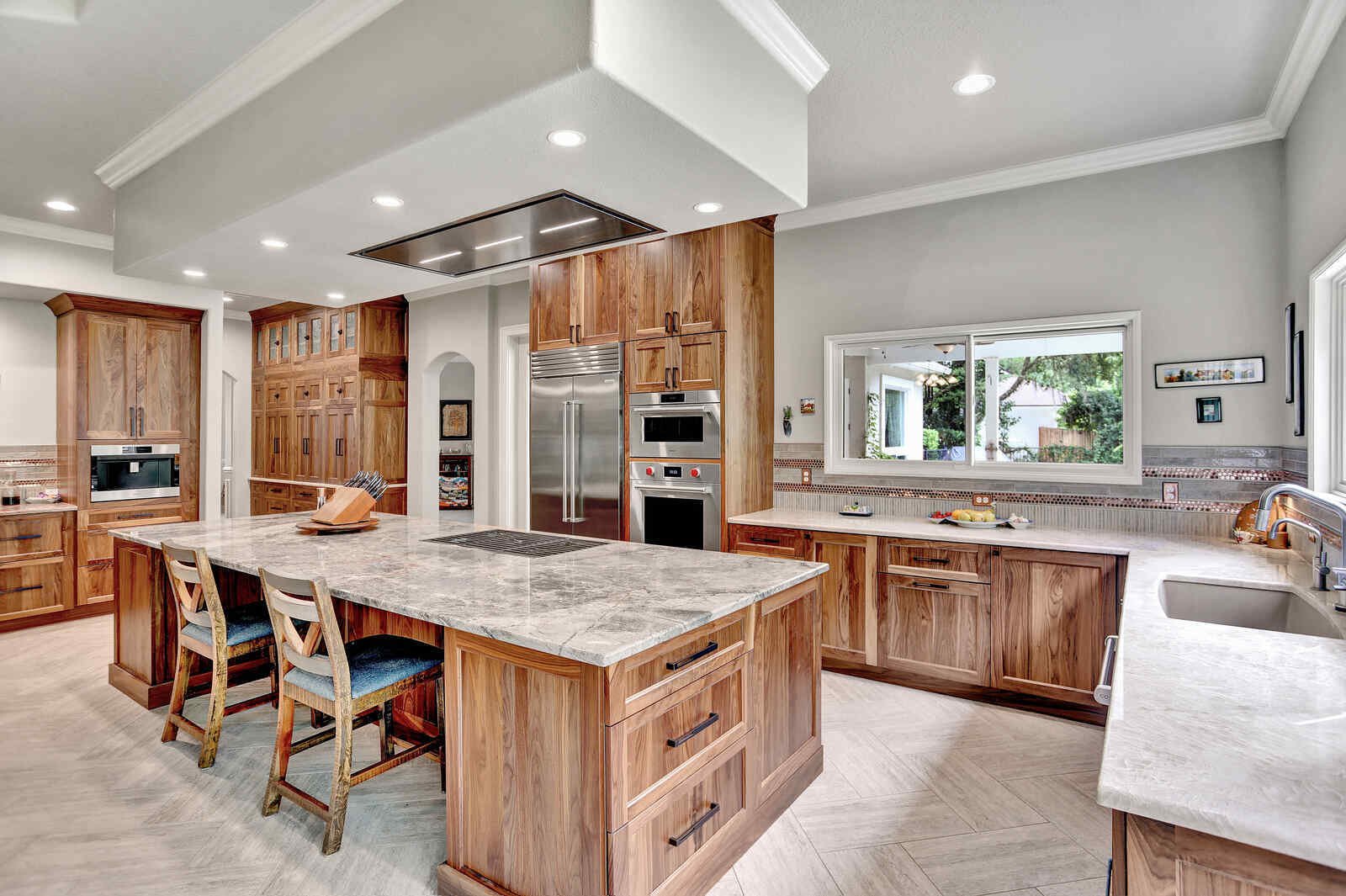 eclectic whole home remodel kitchen island with seating