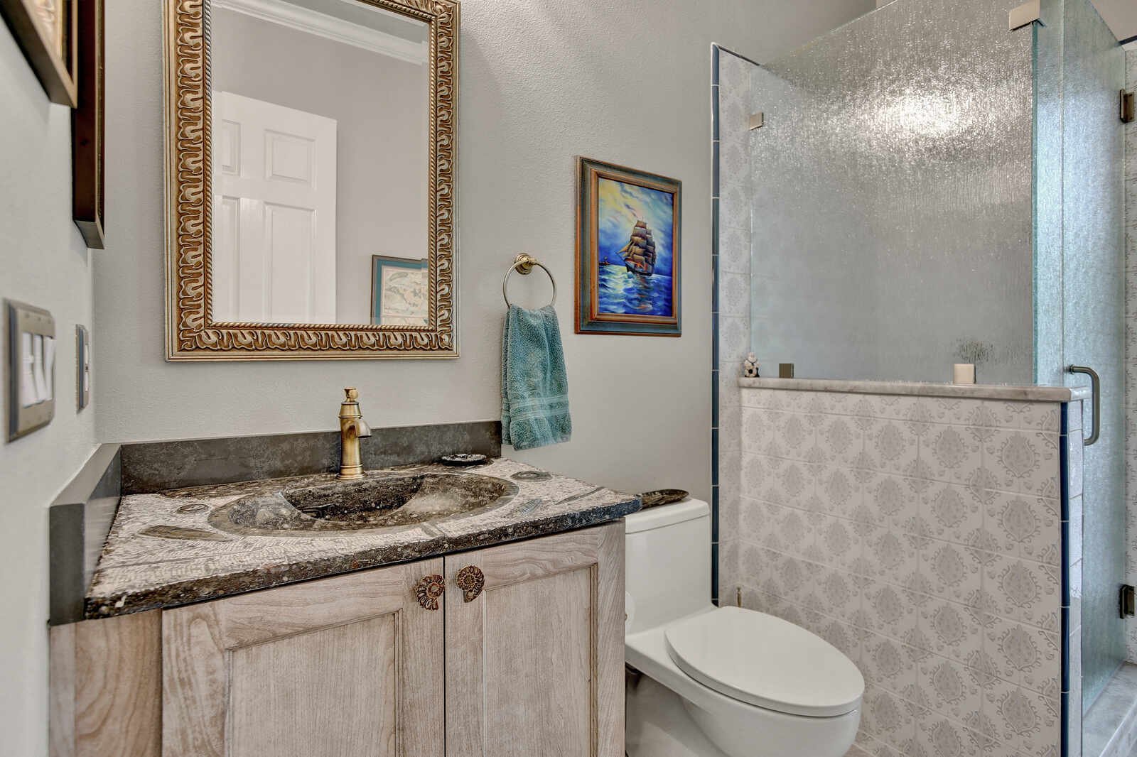 eclectic whole home remodel powder room vanity