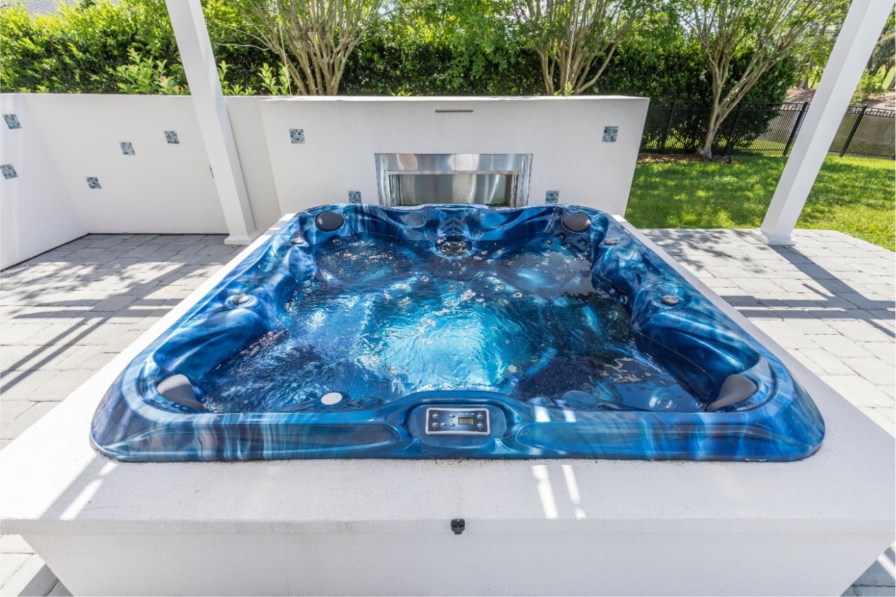 close up of a hot tub jacuzzi in a florida backyard (1)
