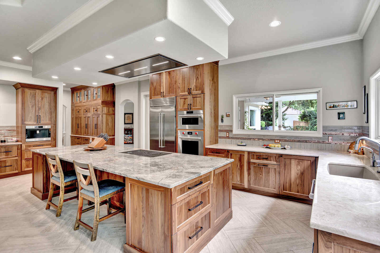 eclectic whole home remodel kitchen island with seating